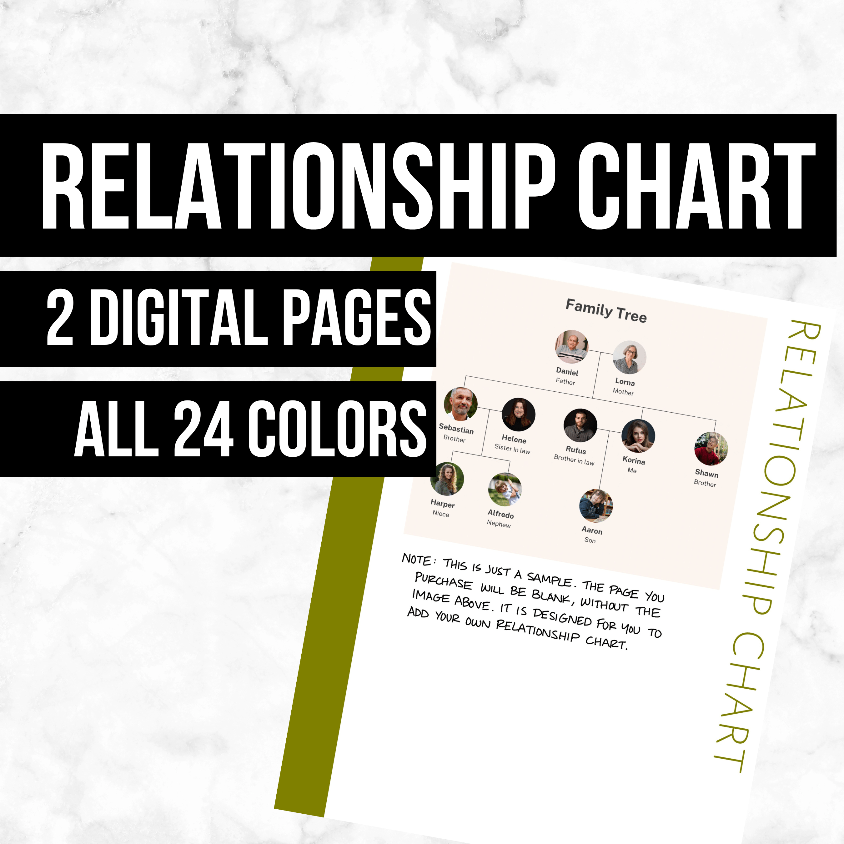 Relationship Chart Page: Printable Family History Form for Genealogy