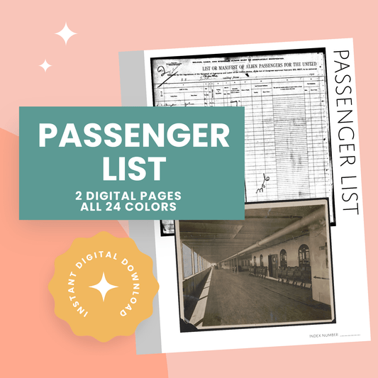 Passenger List (Blank): Printable Genealogy Form (Digital Download)