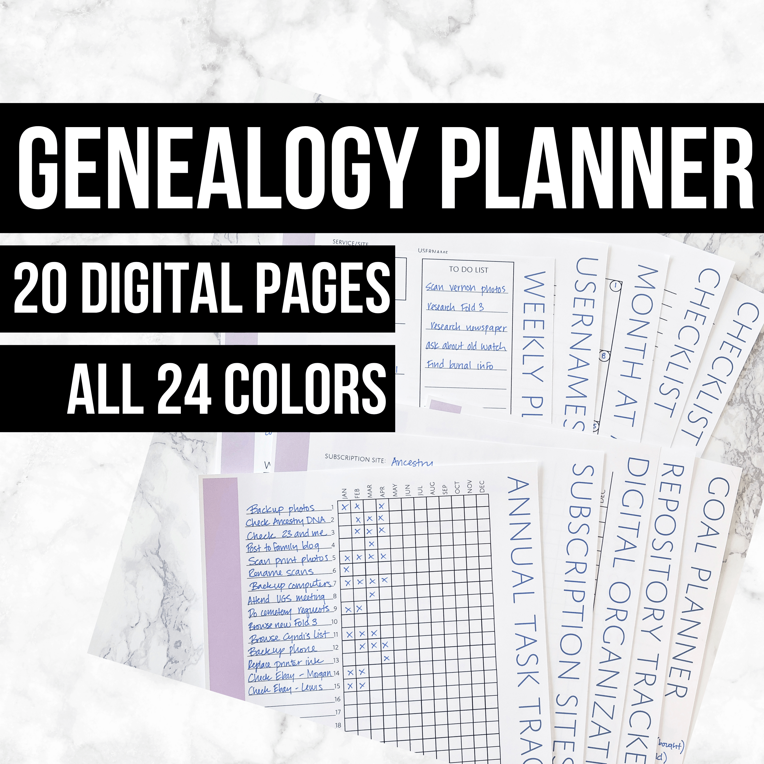 Genealogy Tracker HALF Letter Size Ancestry Planner Insert Pages Printable  With Family Tree Pages, Organizer, Scheduler and Much More 