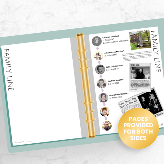 Family Line: Printable Genealogy Form (Digital Download)