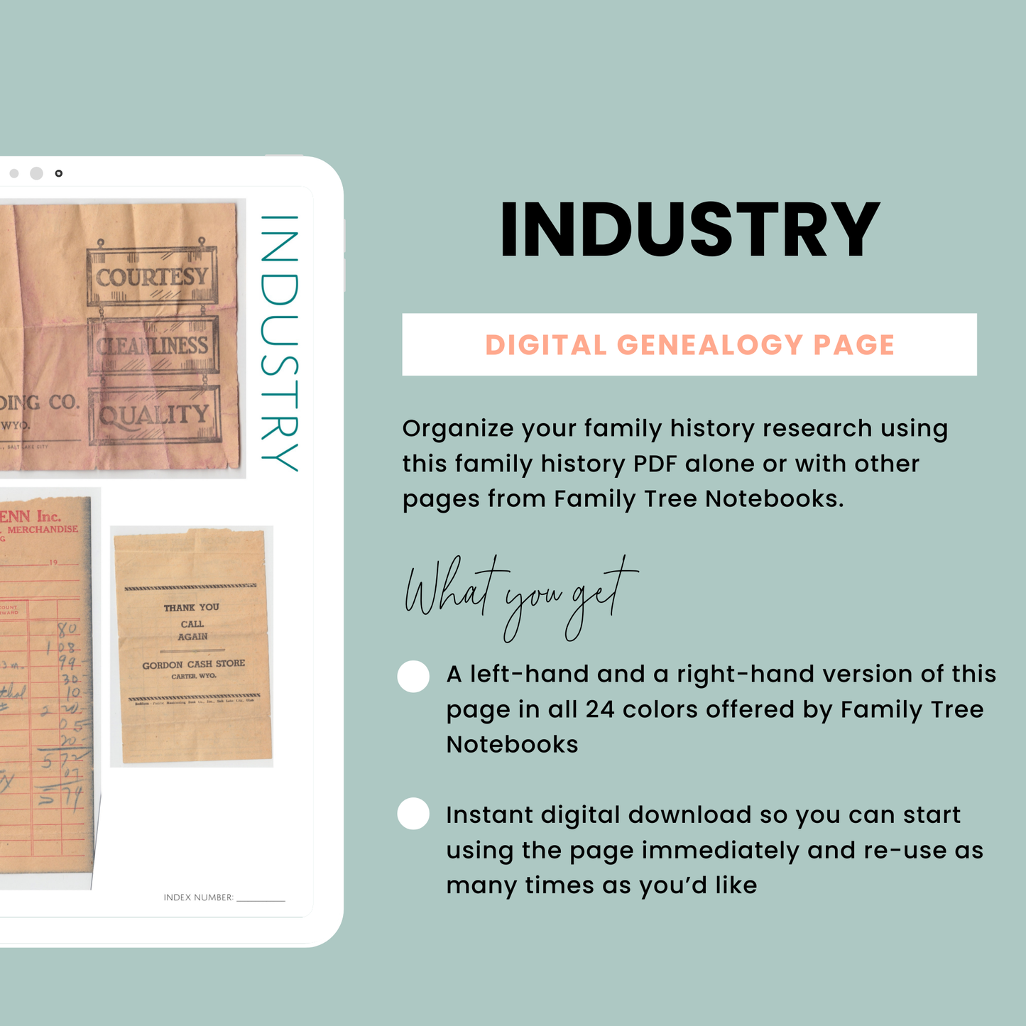 Industry: Printable Genealogy Forms (Digital Download)