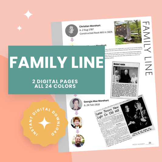 Family Line: Printable Genealogy Form (Digital Download)