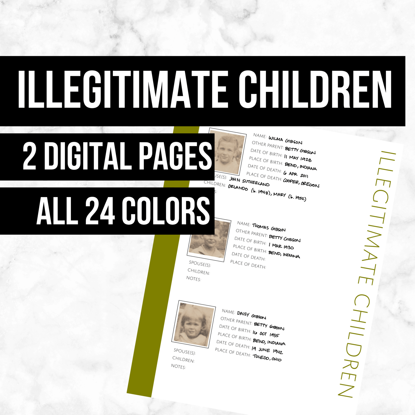 Illegitimate Children: Printable Genealogy Form (Digital Download)