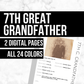7th Great Grandfather Profile: Printable Genealogy Form (Digital Download)