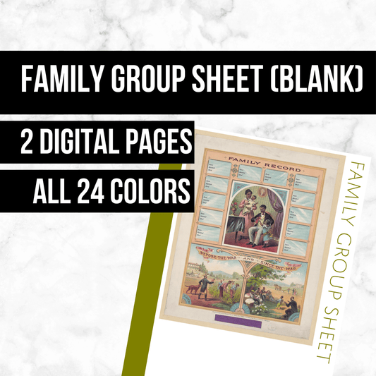 Family Group Sheet Blank: Printable Genealogy Forms (Digital Download)