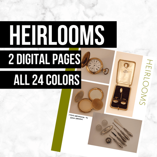 Heirlooms Page: Printable Family History Form for Genealogy (Digital Download)