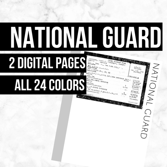 National Guard Page: Printable Genealogy Forms (Digital Download)