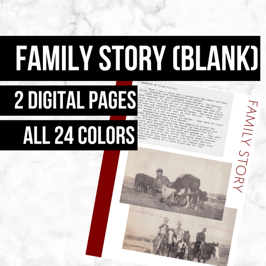 Family Story (Blank): Printable Genealogy Page (Digital Download)