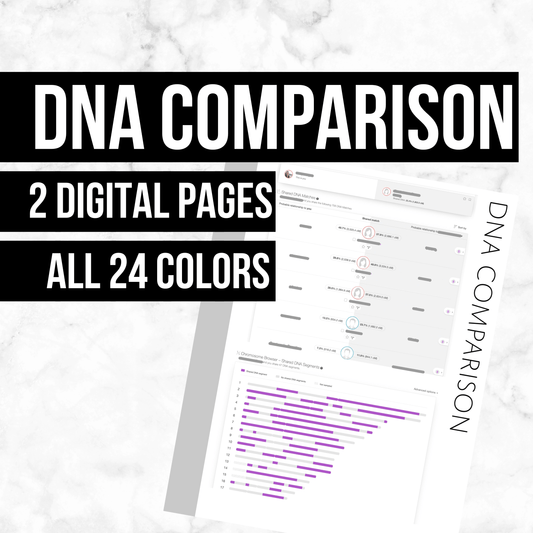 DNA Comparison Page: Printable Genealogy Forms (Digital Download)