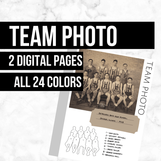 Team Photo: Printable Genealogy Form (Digital Download)