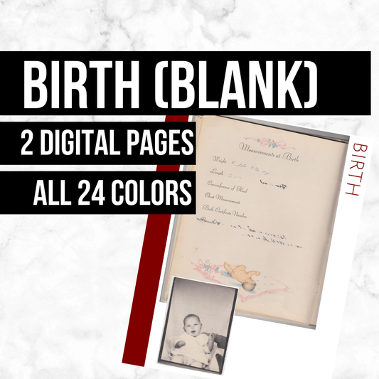 Birth (Blank): Printable Genealogy Page (Digital Download)