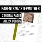 Parents Page with Stepmother: Printable Genealogy Form (Digital Download)