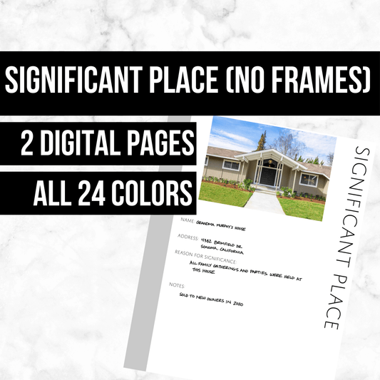 Significant Place (No Frames): Printable Genealogy Forms (Digital Download)