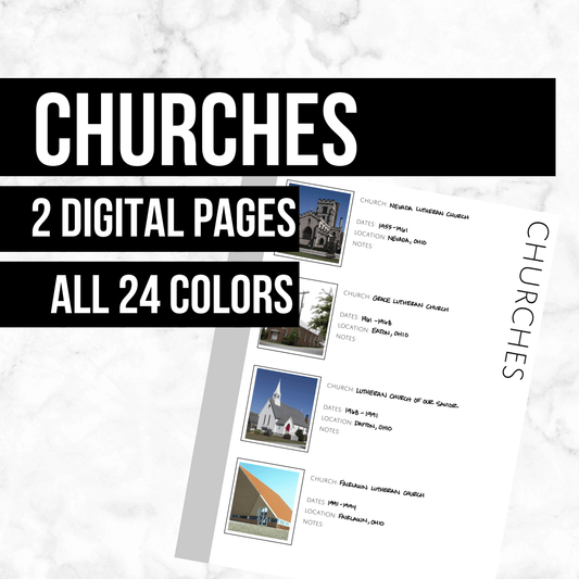 Churches: Printable Genealogy Form (Digital Download)