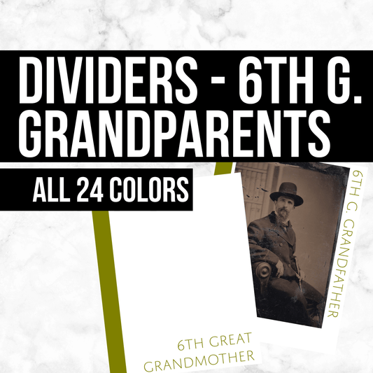 Ancestor Dividers - 6th Great Grandparents: Printable Genealogy Form (Digital Download)