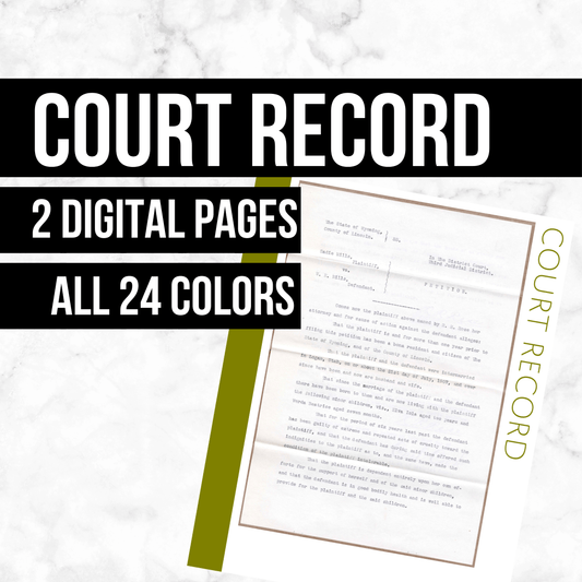 Court Record: Printable Genealogy Forms (Digital Download)