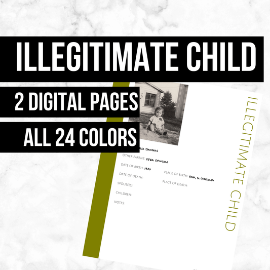 Illegitimate Child: Printable Genealogy Form (Digital Download)