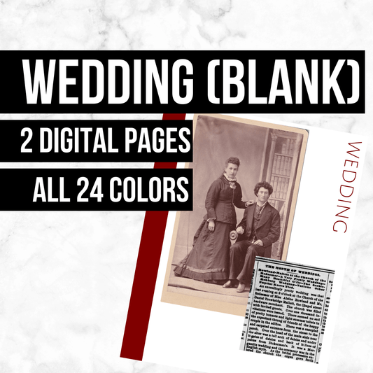 Wedding(Blank): Printable Genealogy Page (Digital Download)