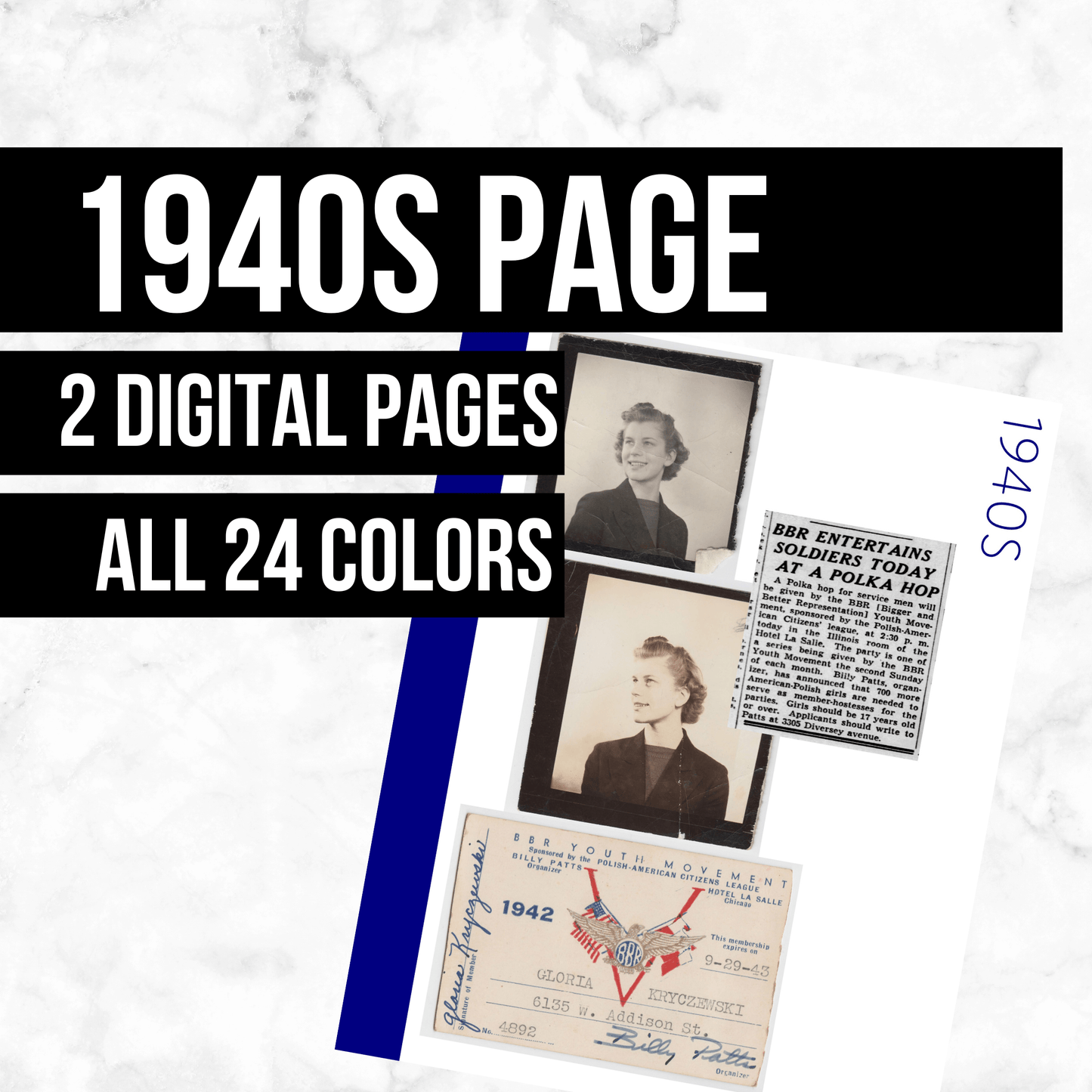 1940s Page: Printable Genealogy Form (Digital Download)
