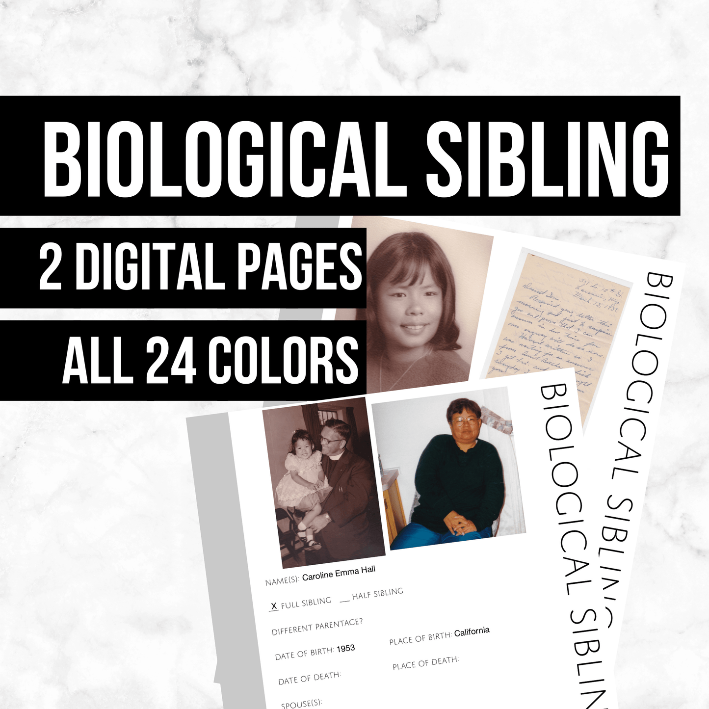 Biological Sibling Bundle: Printable Genealogy Form (Digital Download)