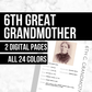 6th Great Grandmother Profile: Printable Genealogy Form (Digital Download)