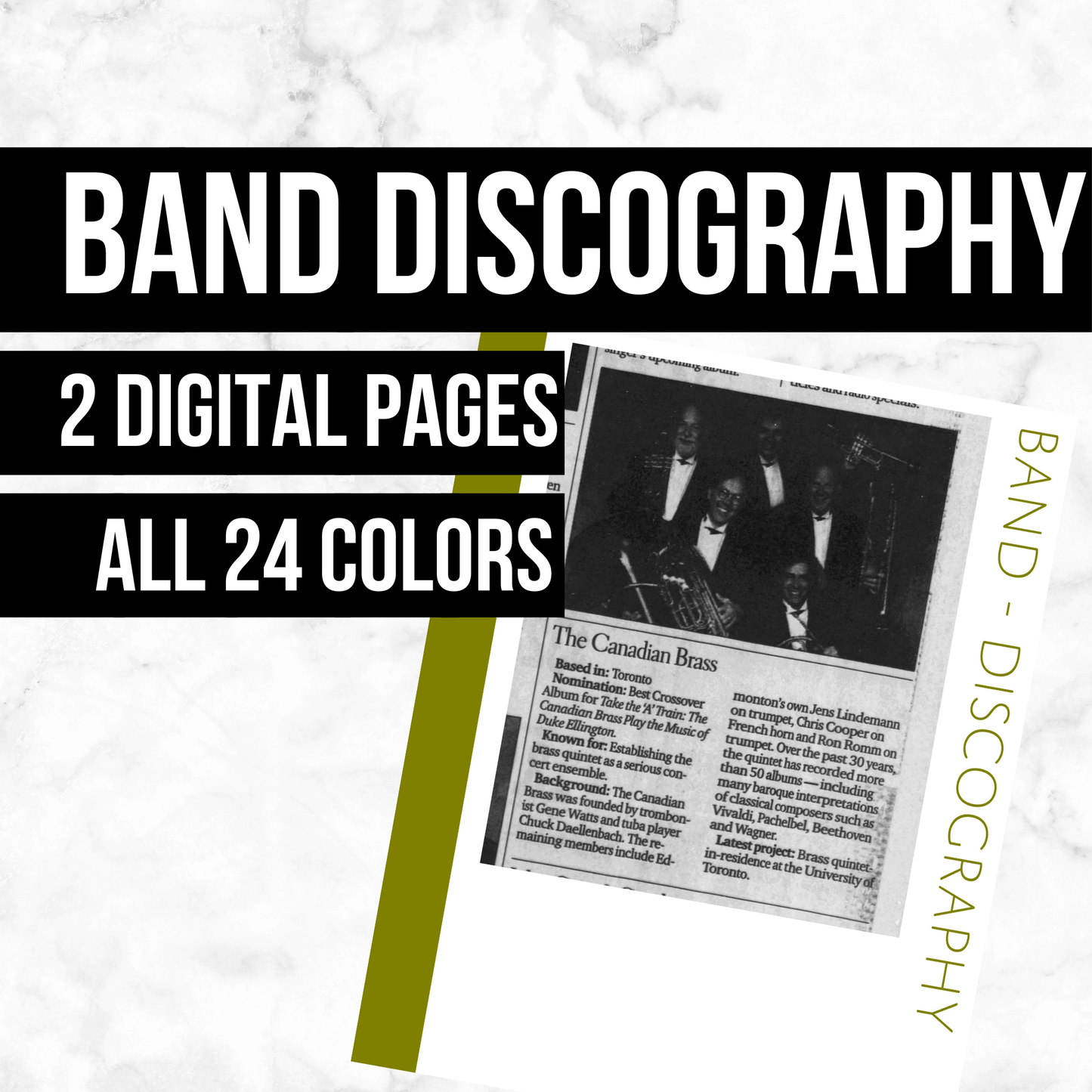 Band Discography: Printable Genealogy Forms (Digital Download)