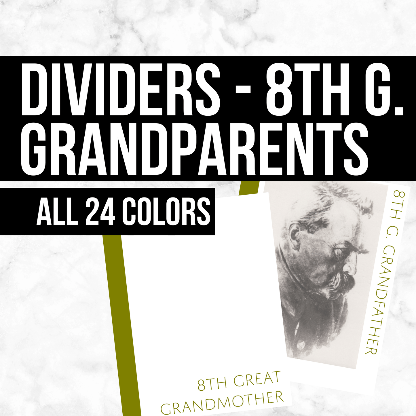 Ancestor Dividers - 8th Great Grandparents: Printable Genealogy Form (Digital Download)