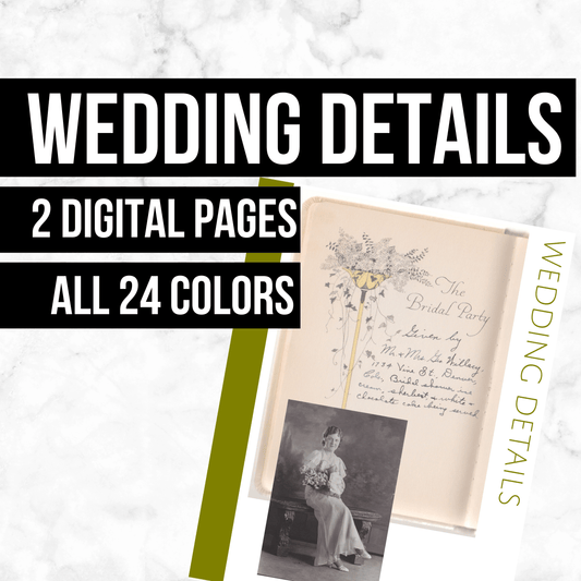 Wedding Details Page: Printable Family History Form for Genealogy (Digital Download)