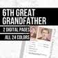 6th Great Grandfather Profile: Printable Genealogy Form (Digital Download)
