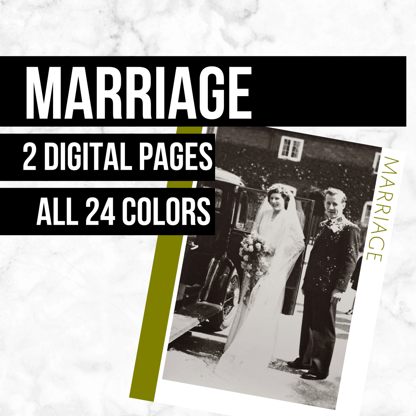 Marriage: Printable Genealogy Page (Digital Download)