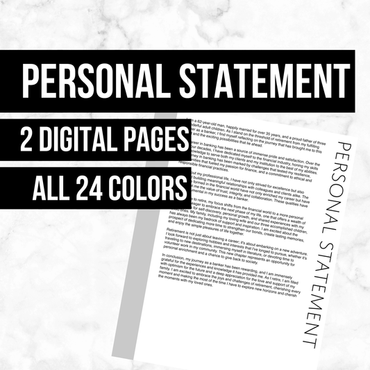 Personal Statement: Printable Genealogy Form (Digital Download)