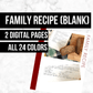 Family Recipe (Blank): Printable Genealogy Page (Digital Download)