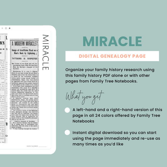 Miracle: Printable Genealogy Form (Digital Download)