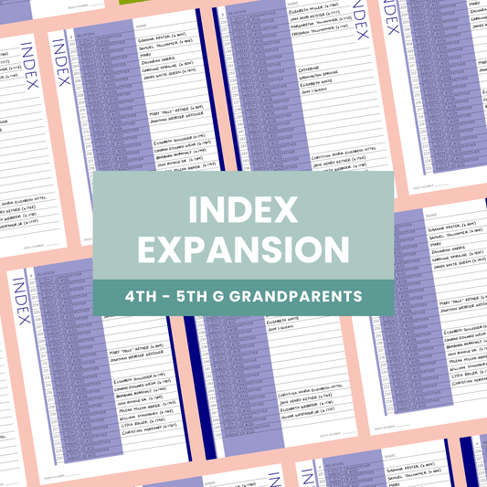 Index Expansion Bundle: Printable Genealogy Pages (Digital Download)