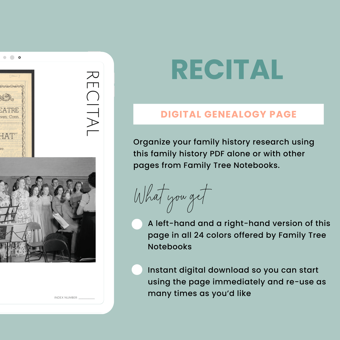 Recital: Printable Genealogy Form (Digital Download)