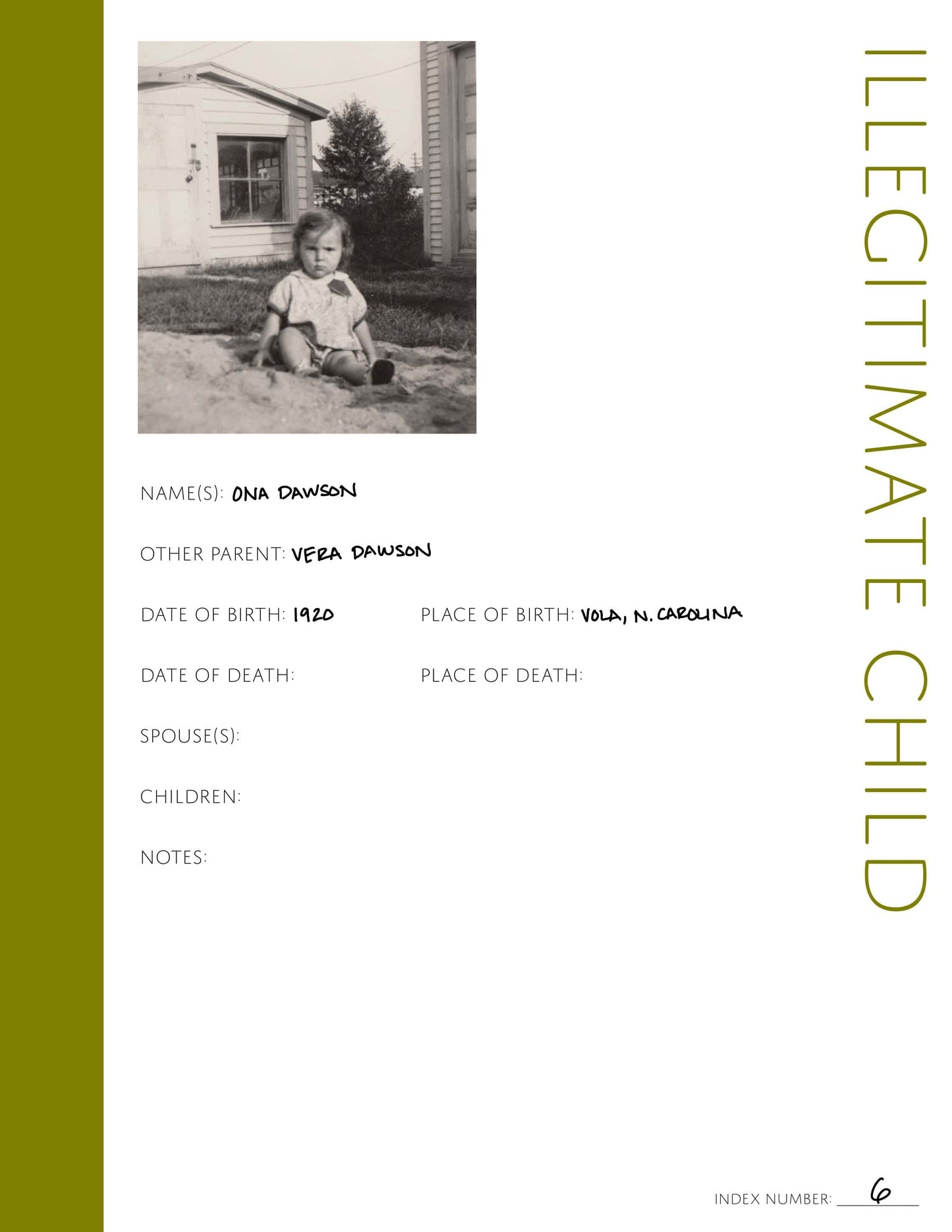 Illegitimate Child: Printable Genealogy Form (Digital Download)