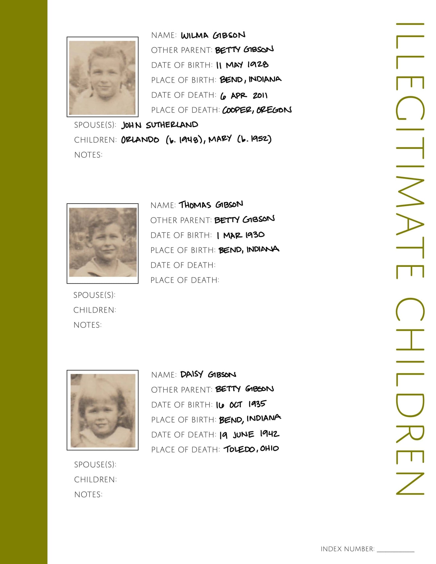 Illegitimate Children: Printable Genealogy Form (Digital Download)