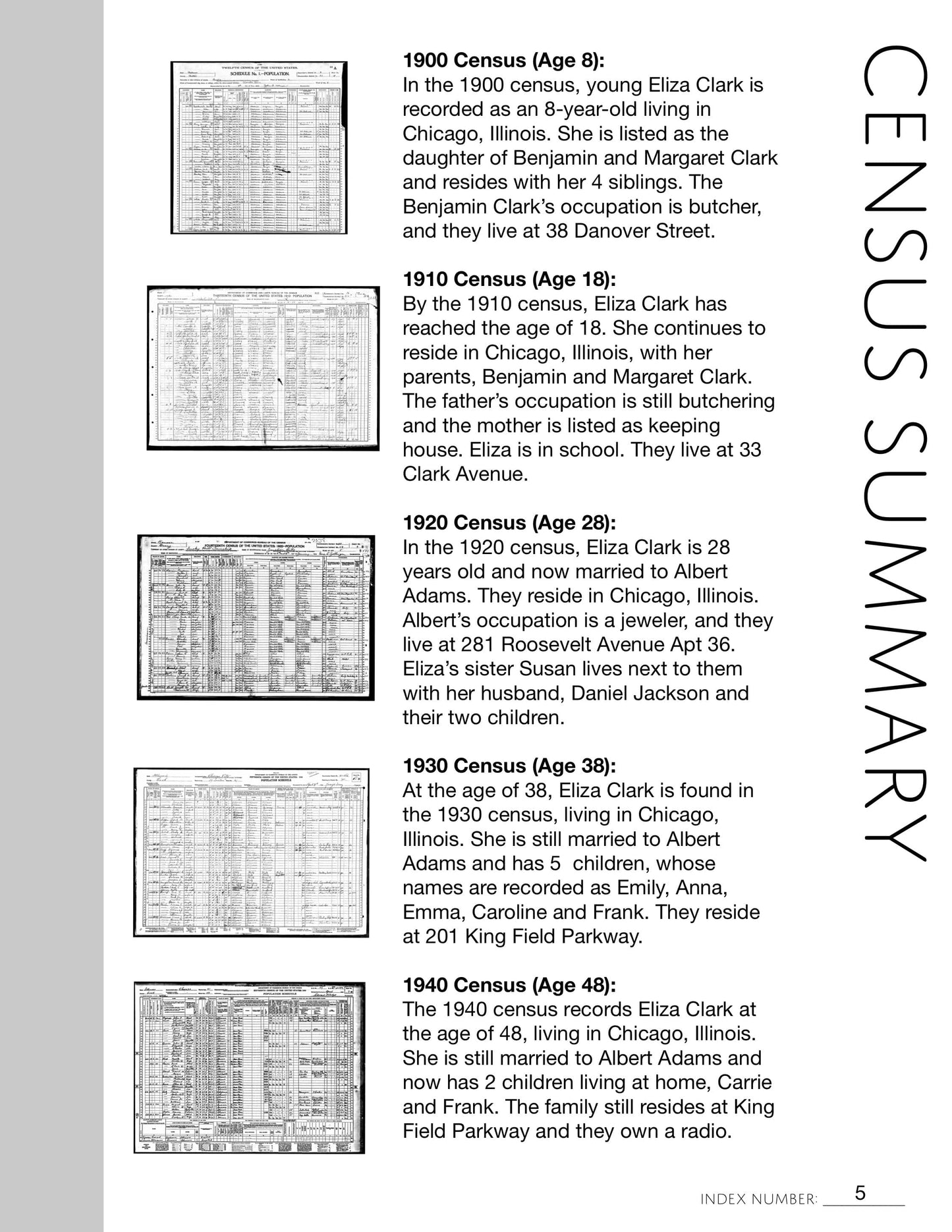 Census Summary: Printable Genealogy Form (Digital Download)