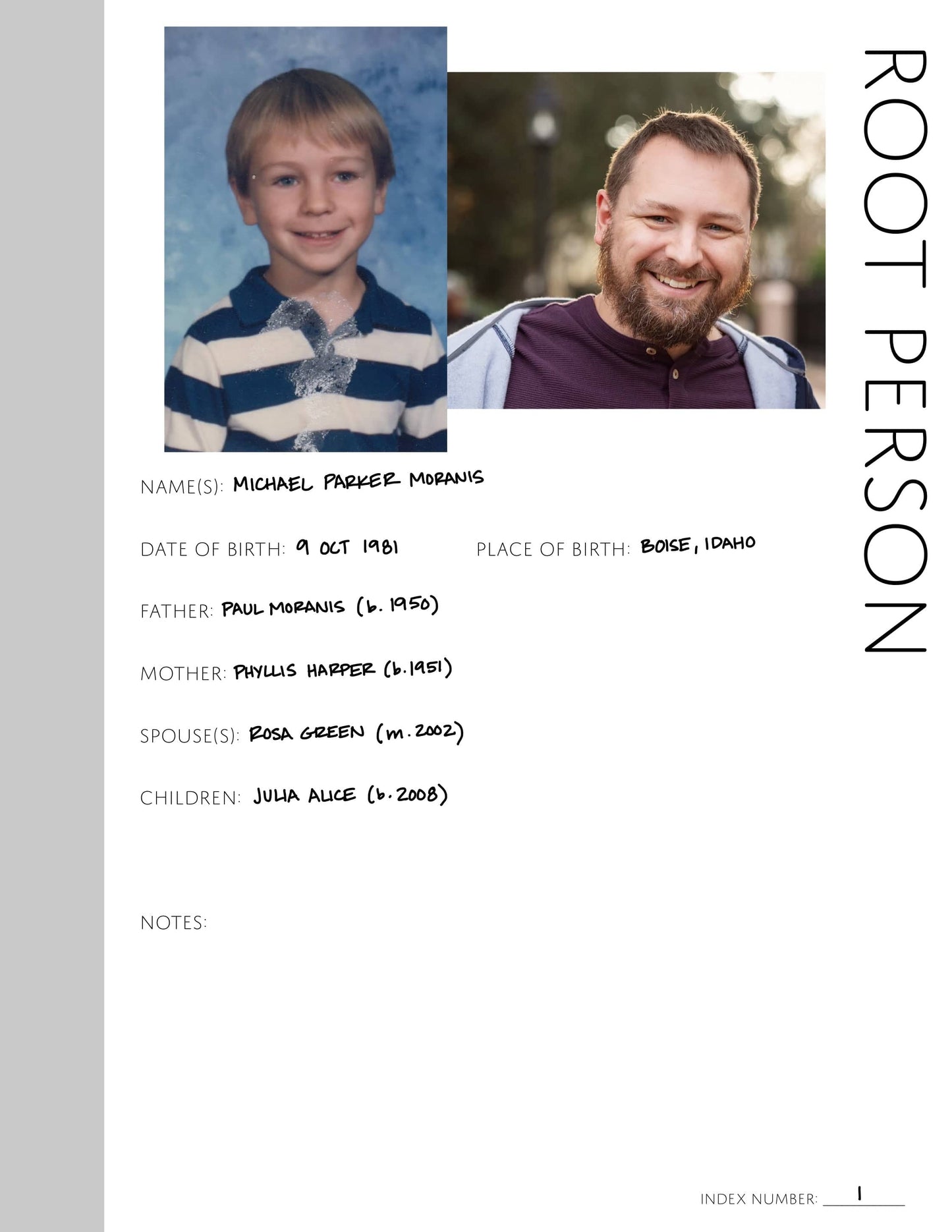 Living Root Person Profile: Printable Genealogy Form (Digital Download)
