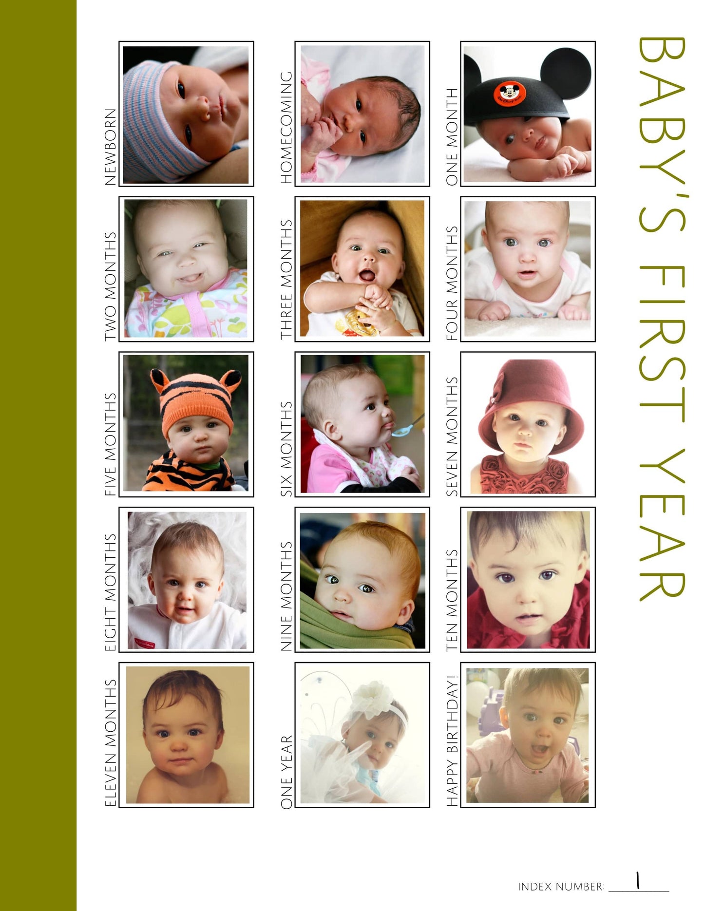 Baby's First Year Photo Grid: Printable Genealogy Forms (Digital Download)