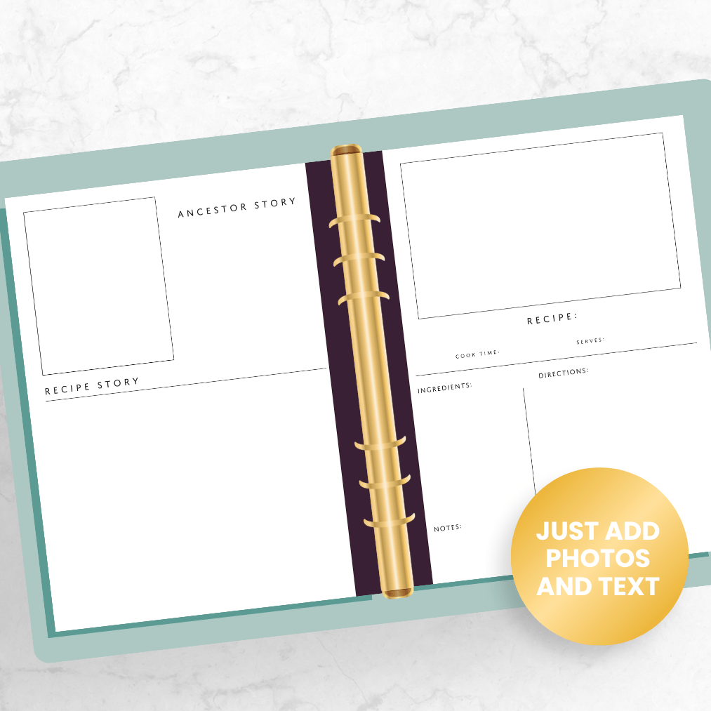 History Focused Recipe Pages - PDF Family Recipe Book
