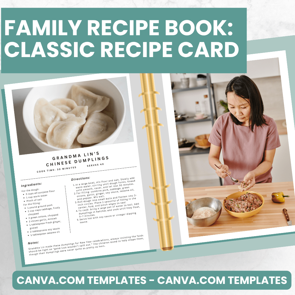 Classic Recipe Card Pages - Canva Family Recipe Book