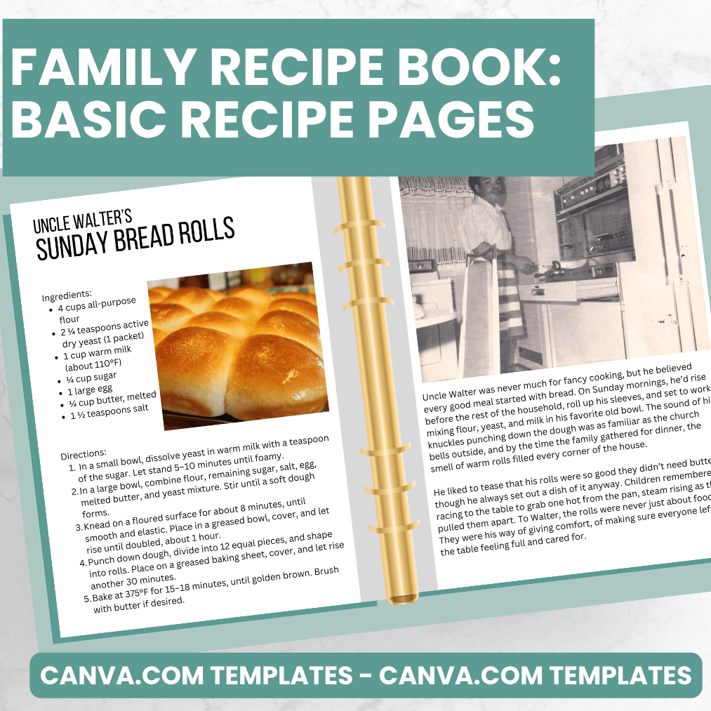 Basic Recipe Pages - Canva Family Recipe Book