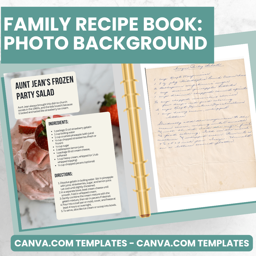 Photo Background Recipe Pages - Canva Family Recipe Book