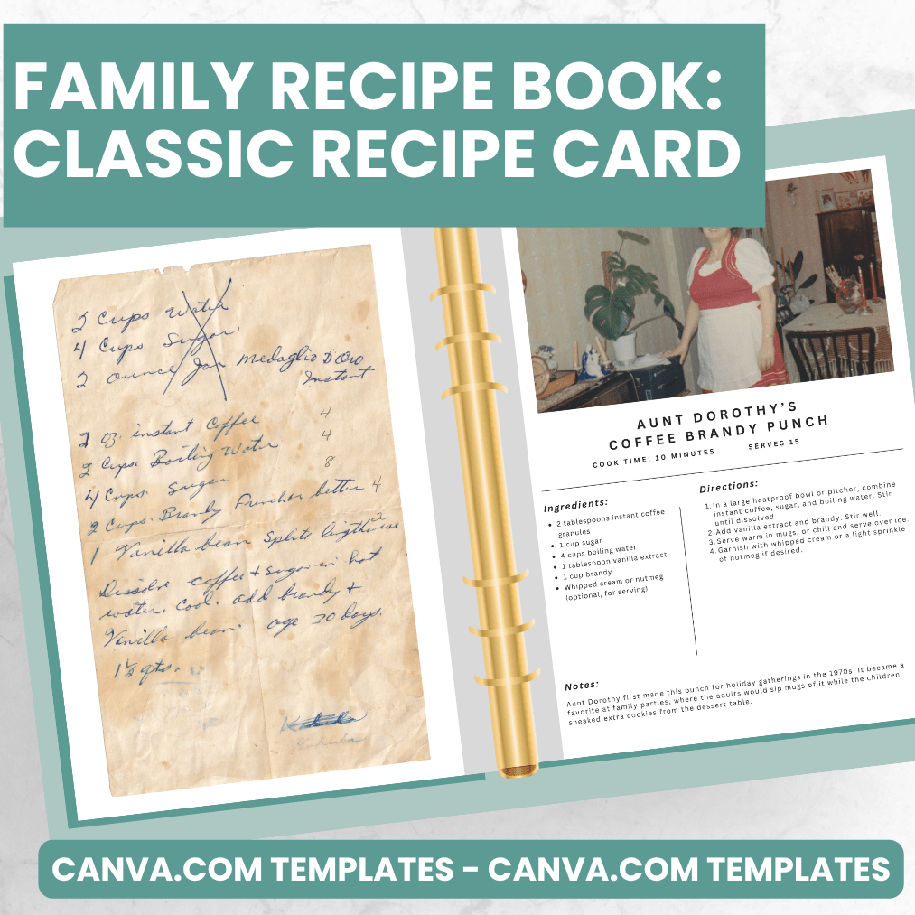Classic Recipe Card Pages - Canva Family Recipe Book