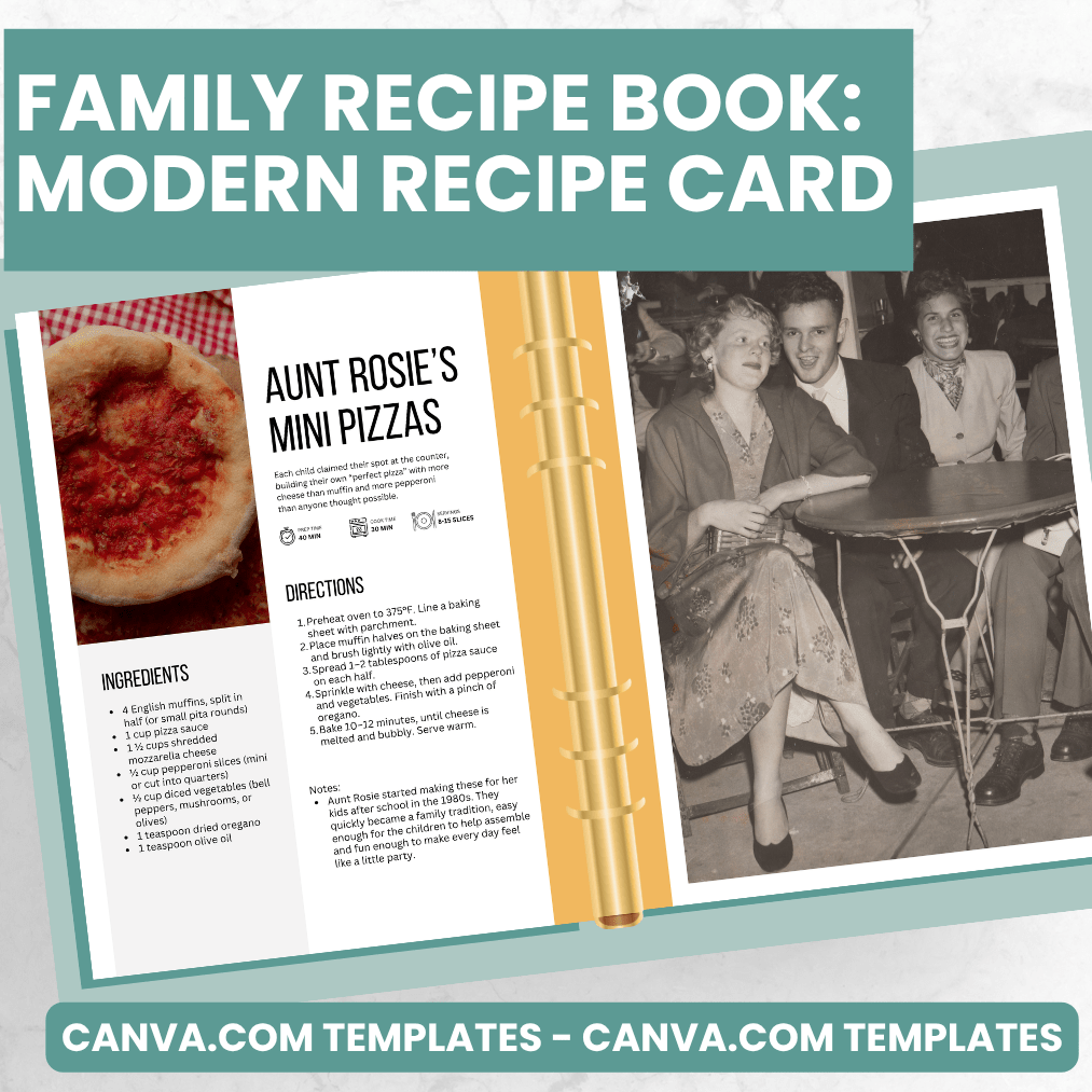 Modern Recipe Card Pages - Canva Family Recipe Book