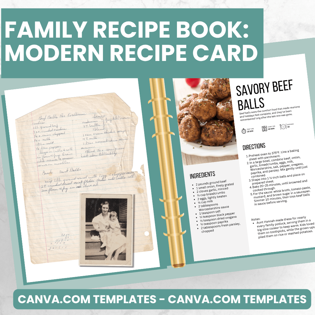 Modern Recipe Card Pages - Canva Family Recipe Book
