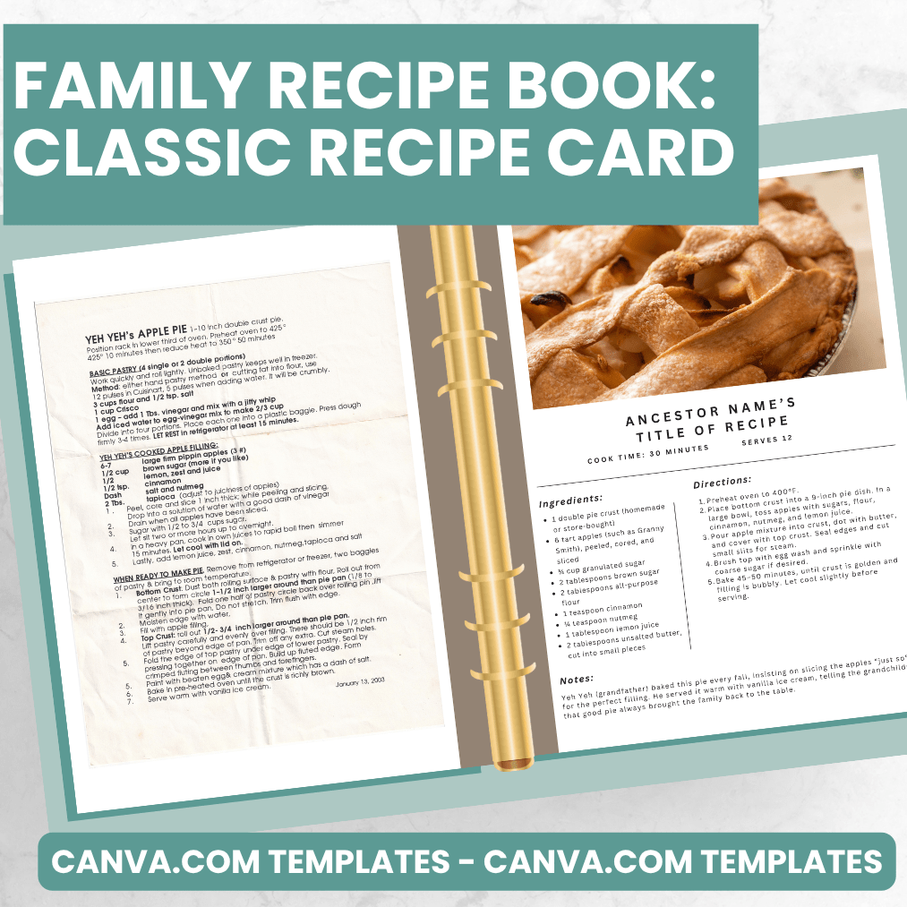 Classic Recipe Card Pages - Canva Family Recipe Book