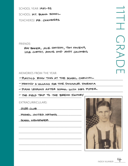 11th Grade: Printable Genealogy Form (Digital Download)