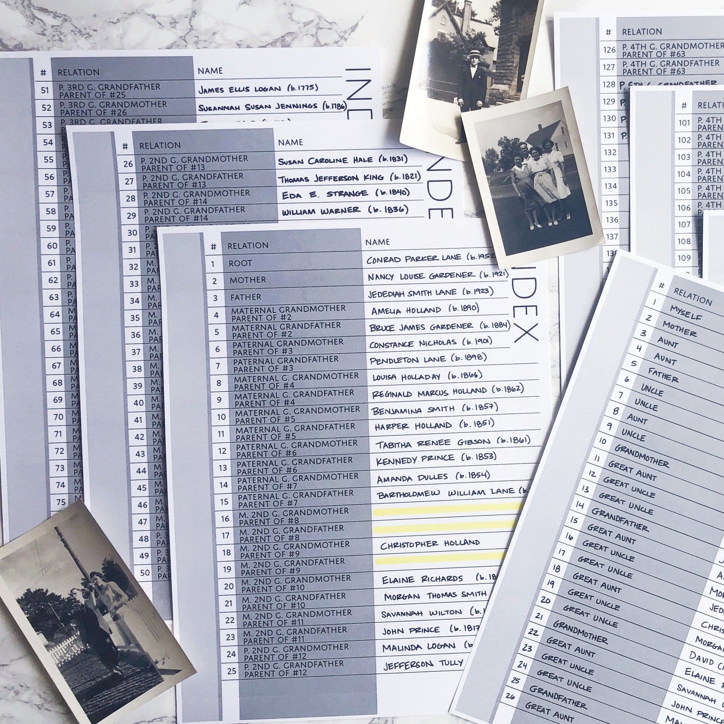 Female First Index: Printable Genealogy Forms (Digital Download)